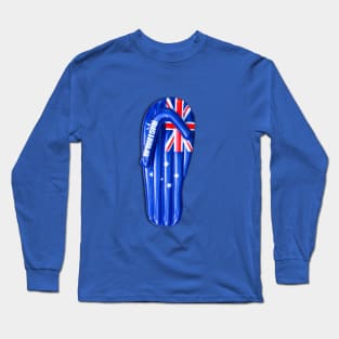 Australian Flag Plastic Thong Lounge Long Sleeve T-Shirt